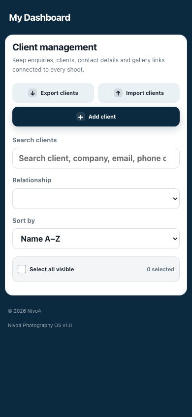 Client management on a mobile phone
